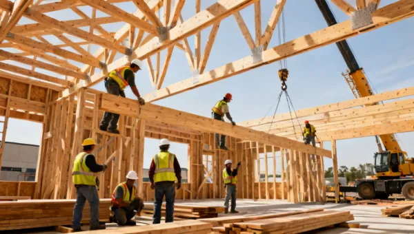 Commercial building with glulam structural beams