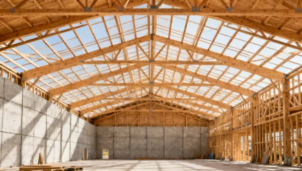 Light industrial building framing with engineered wood